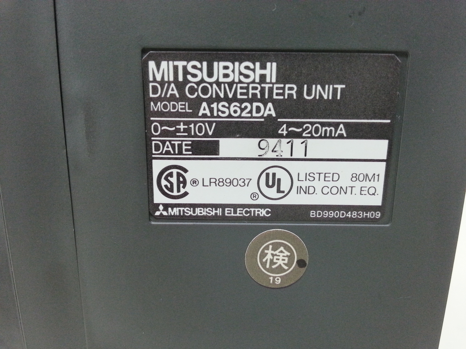 A1S62DA Melsec mitsubishi DA Converter unit